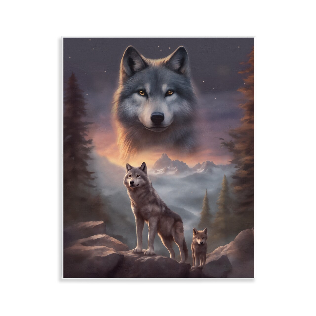 Stupell Industries Ancestor Wolf Motif Wall Plaque Art Design by Noah Bay